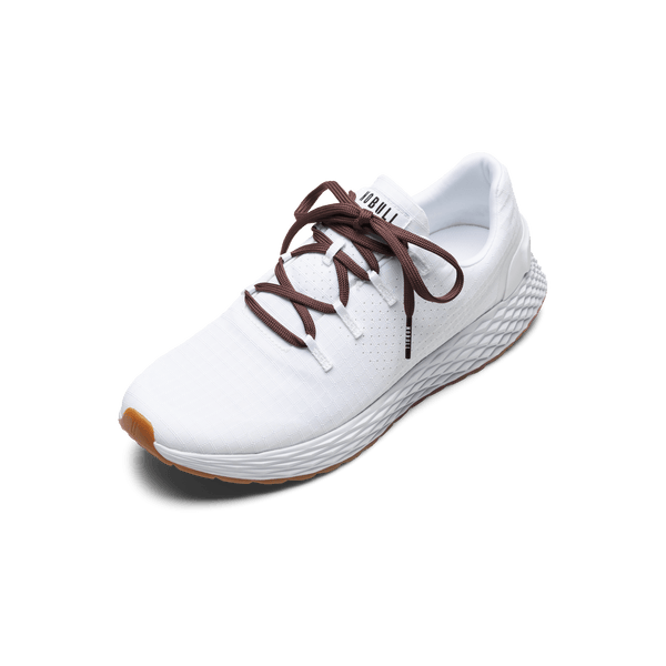 White Allday Ripstop Shoe with Dark Maroon Shoelaces.