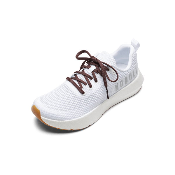 White Drive Mesh Shoe with Dark Maroon Shoelaces.
