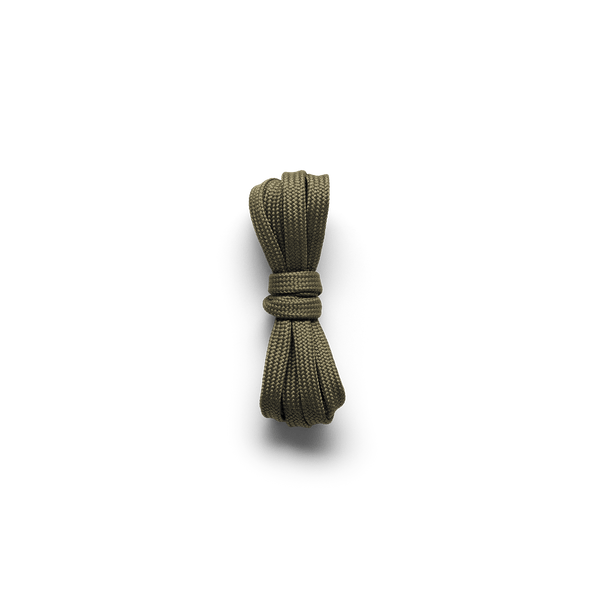Tactical Green Shoelaces Tied in a Knot.