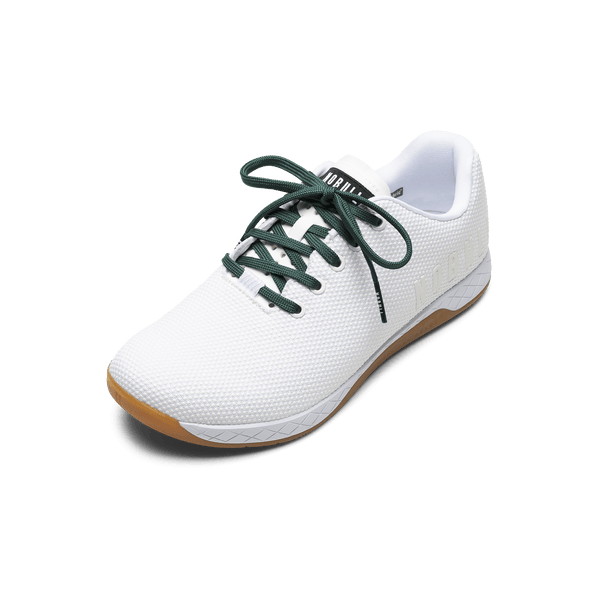 White Outwork Shoe with Dark Aqua Shoelaces.