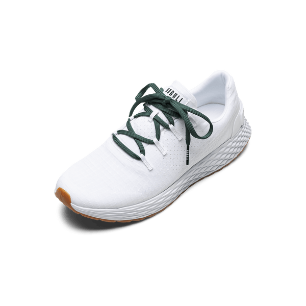White Allday Ripstop Shoe with Dark Aqua Shoelaces.