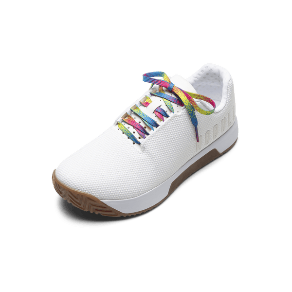 White Outwork Edge Shoe with Neon Glitch Shoelaces.