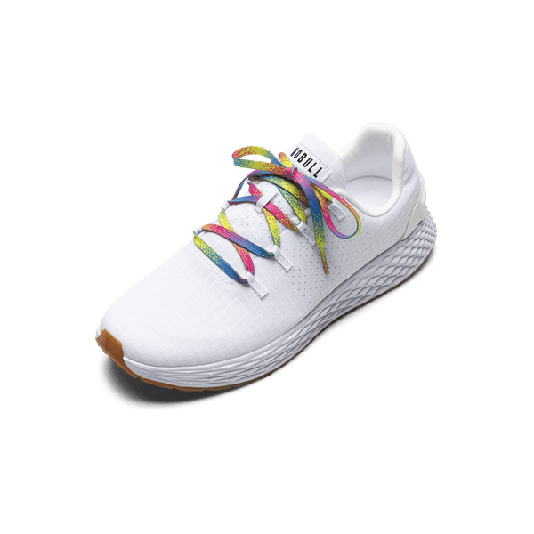 White Allday Ripstop Shoe with Neon Glitch Shoelaces.