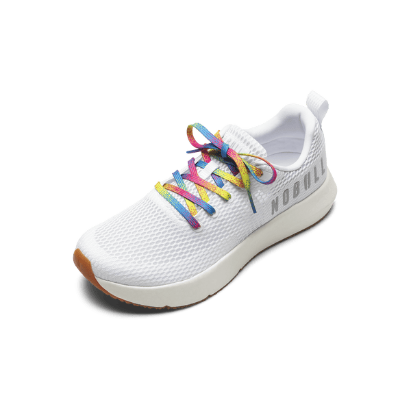 White Drive Mesh Shoe with Neon Glitch Shoelaces.