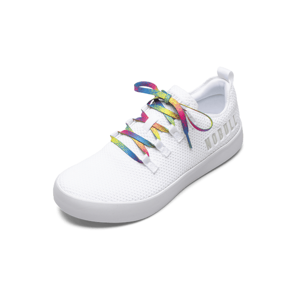 White Recs Knit Shoe with Neon Glitch Shoelaces.