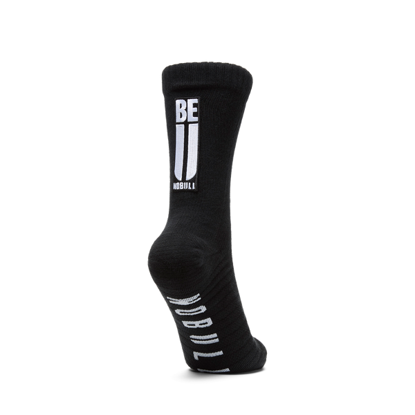 Black Be U Crew Sock Back Silhouette Angle.