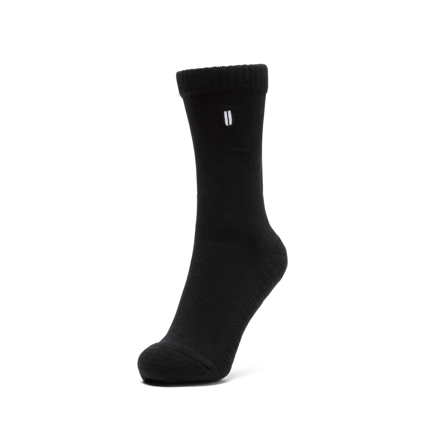 Black Be U Crew Sock Silhouette Angle.