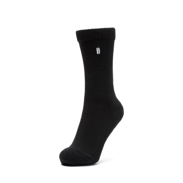 Black Be U Crew Sock Silhouette Angle.