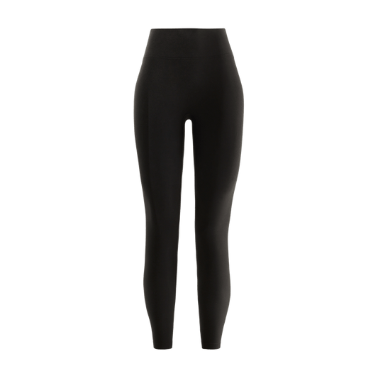 
                        Black Women's High-Rise Matte Tight 25" Front Silhouette Angle.
                      