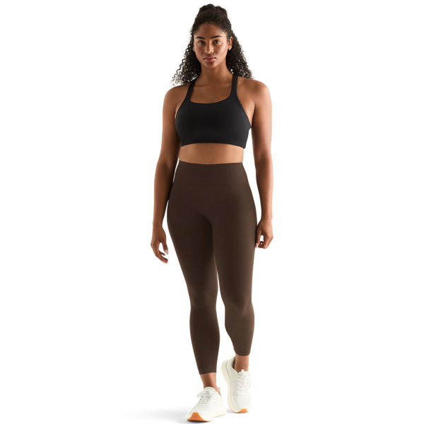 Chocolate Women's High-Rise Matte Tight 25" Front Angle.