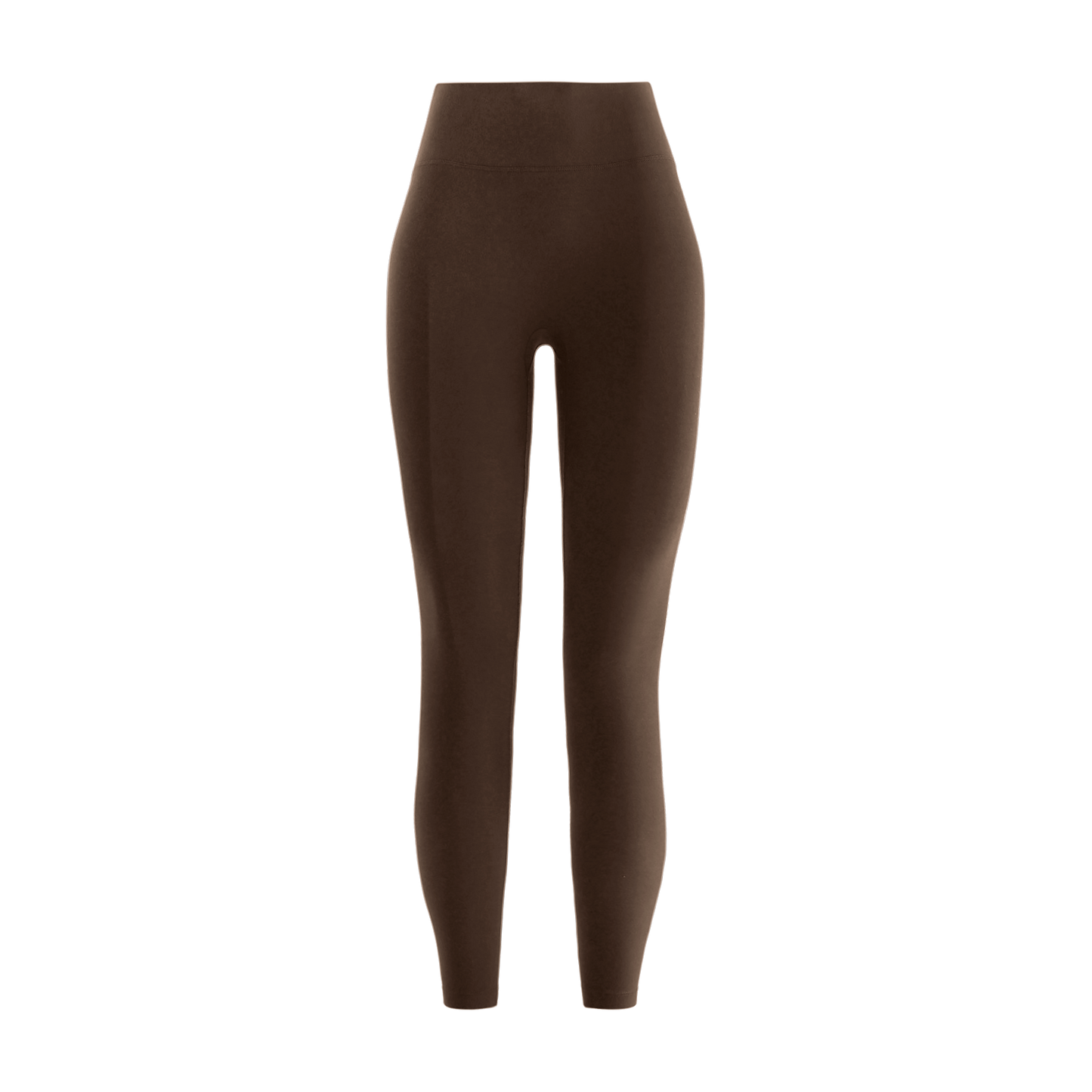 Chocolate Women's High-Rise Matte Tight 25" Front Silhouette Angle.