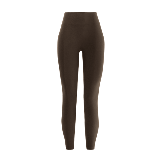 
                        Chocolate Women's High-Rise Matte Tight 25" Front Silhouette Angle.
                      