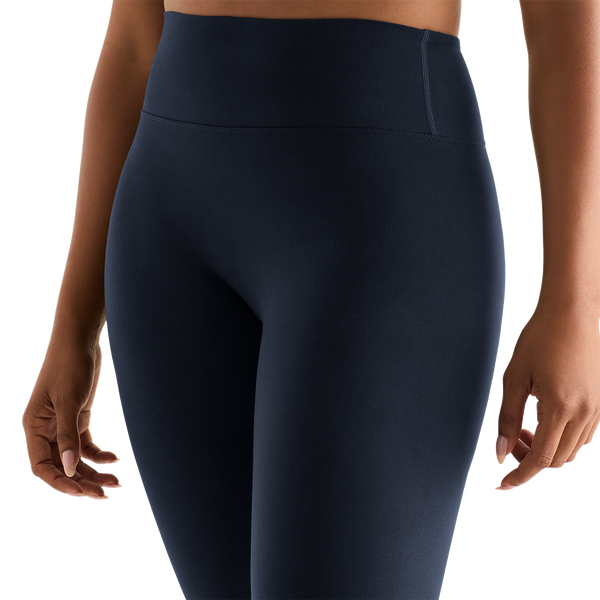 Night Navy Women's High-Rise Matte Tight 25" Front Detail Angle. 