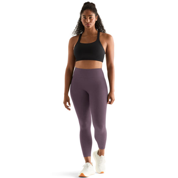 Black Plum Women's High-Rise Matte Tight 25" Front Angle.