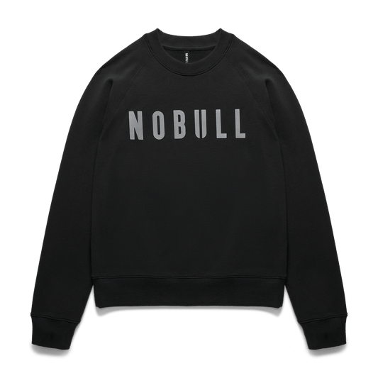 
                        Women's Black NOBULL Crew Sweatshirt Flat Lay Angle.
                      