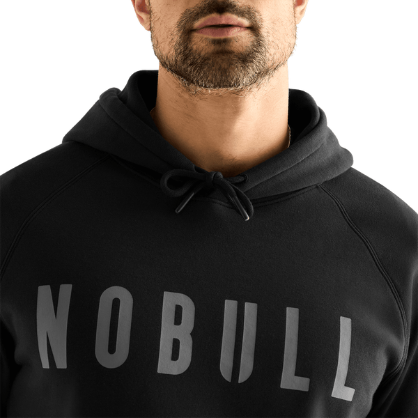 Men's Black NOBULL Hoodie Front Detail Angle.