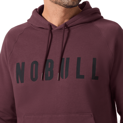 Men's Dark Burgundy NOBULL Hoodie Front Detail Angle.