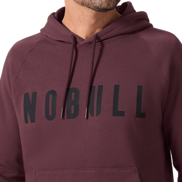 Men's Dark Burgundy NOBULL Hoodie Front Detail Angle.