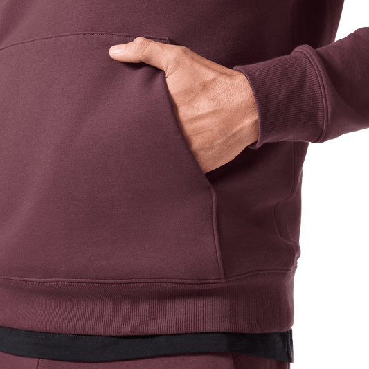 Men's Dark Burgundy NOBULL Hoodie Pocket Detail Angle.