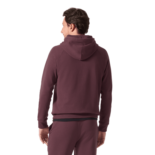 Men's Dark Burgundy NOBULL Hoodie Back Waist Up Angle.