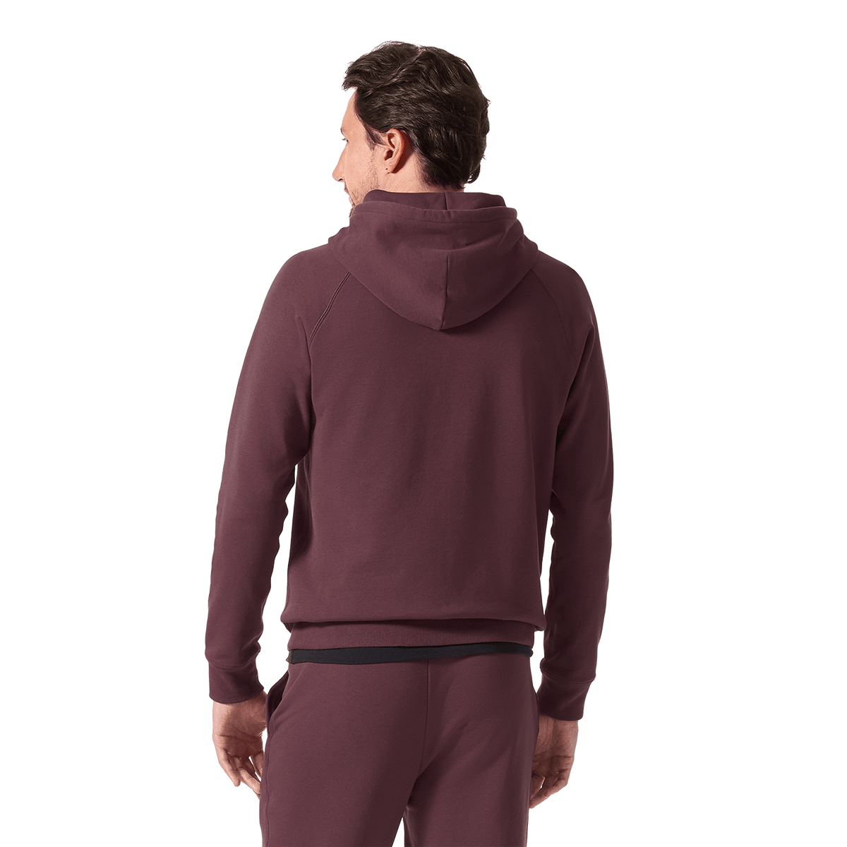 Men's Dark Burgundy NOBULL Hoodie Back Waist Up Angle.