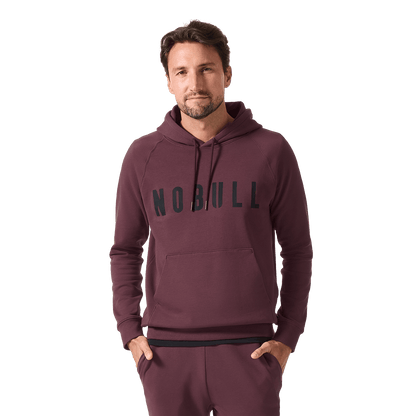 Men's Dark Burgundy NOBULL Hoodie Front Waist Up Angle.