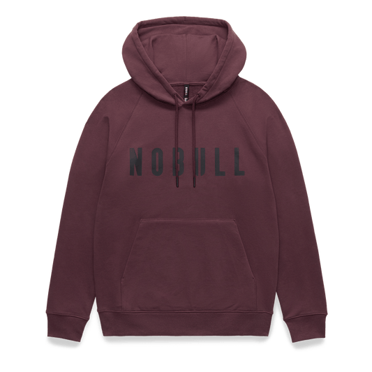 Men's Dark Burgundy NOBULL Hoodie Flat Lay Angle.
