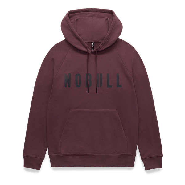 Men's Dark Burgundy NOBULL Hoodie Flat Lay Angle.