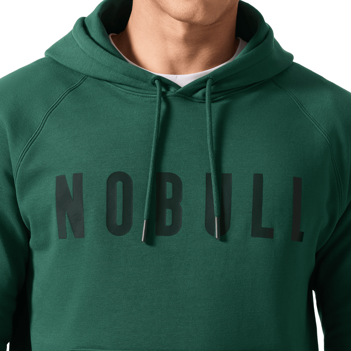 Men's Pineneedle NOBULL Hoodie Front Detail Angle.