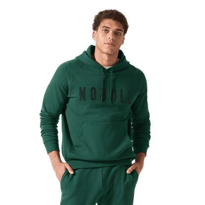 Men's Pineneedle NOBULL Hoodie Front Waist Up Angle.