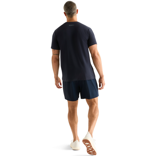 Men's Night Navy NOBULL Rep Short 6" (Unlined) Back Full Body Angle.