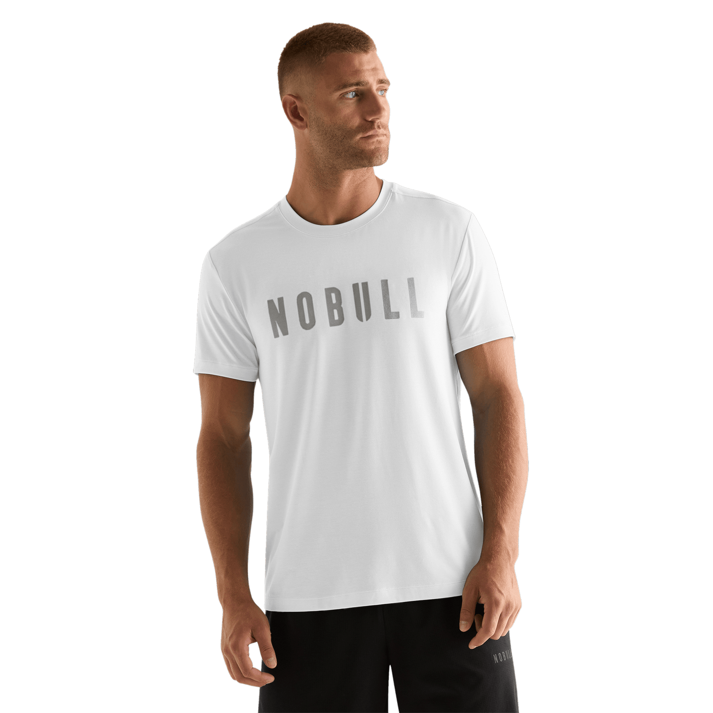 White Men's NOBULL Tee Front Angle.