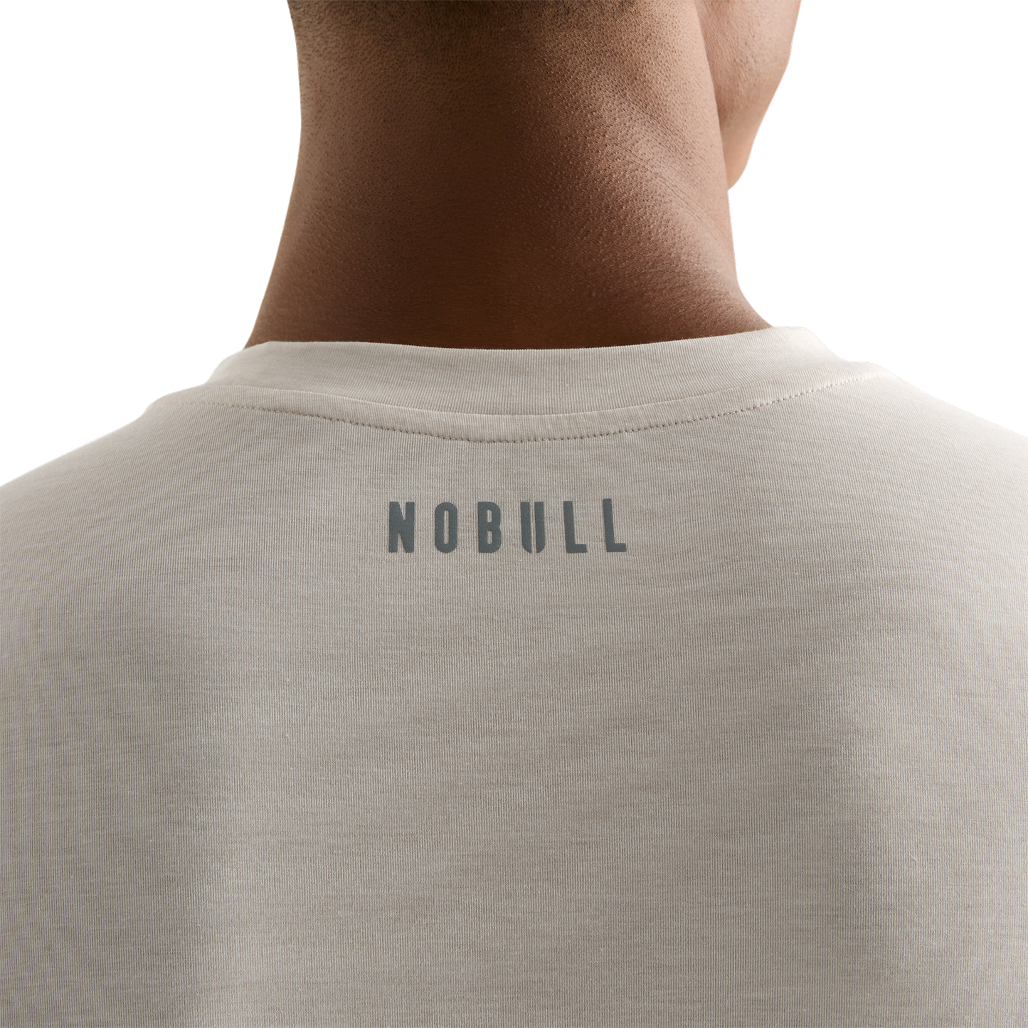 Oatmeal Men's U Tee NOBULL Logo Angle.