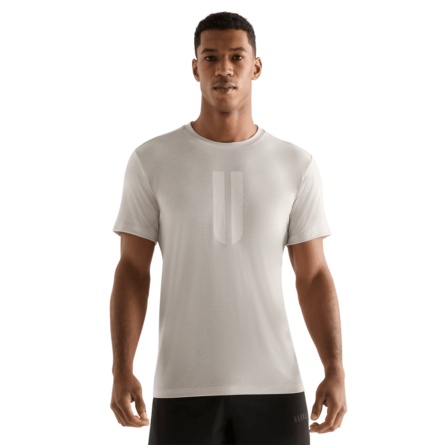 Oatmeal Men's U Tee Front Angle.