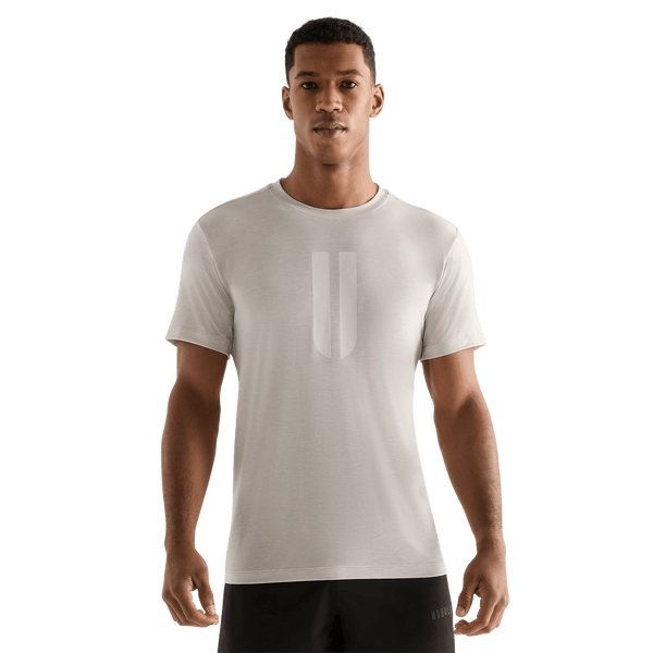 Oatmeal Men's U Tee Front Angle.