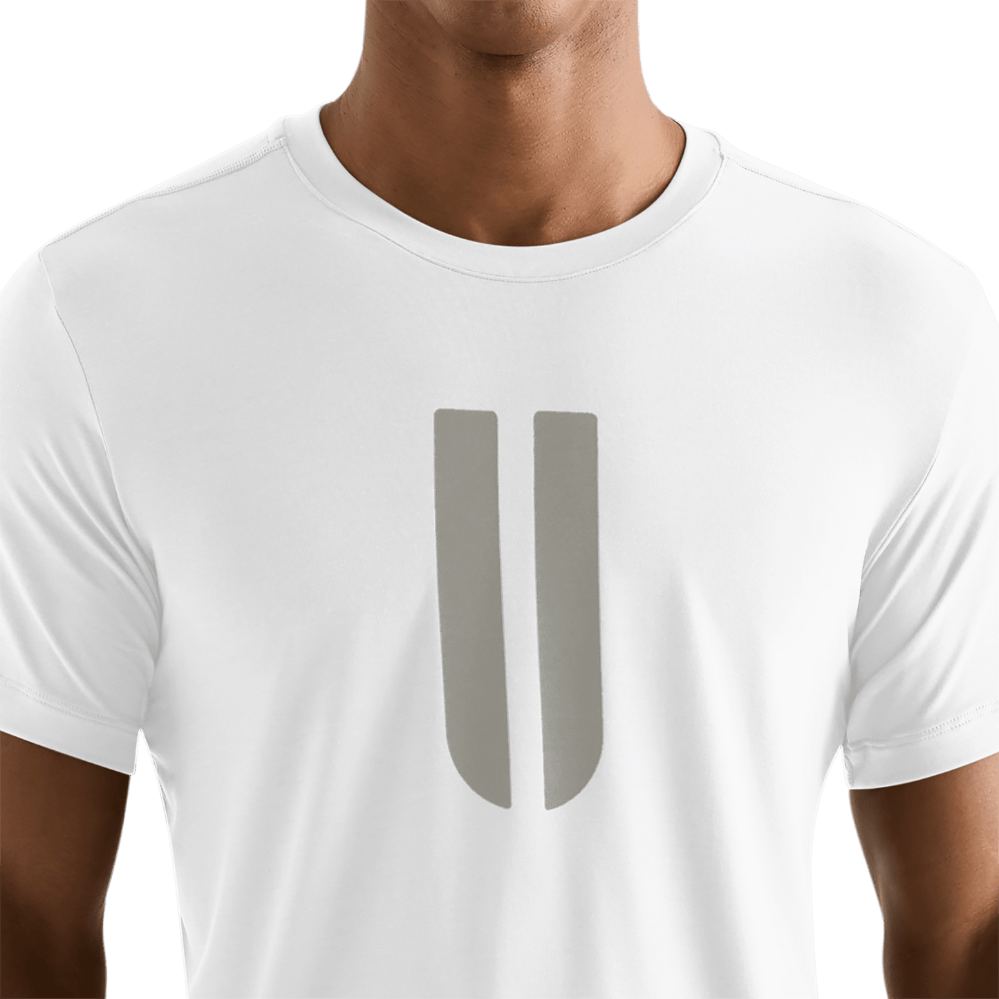 White Men's U Tee Detail Angle.