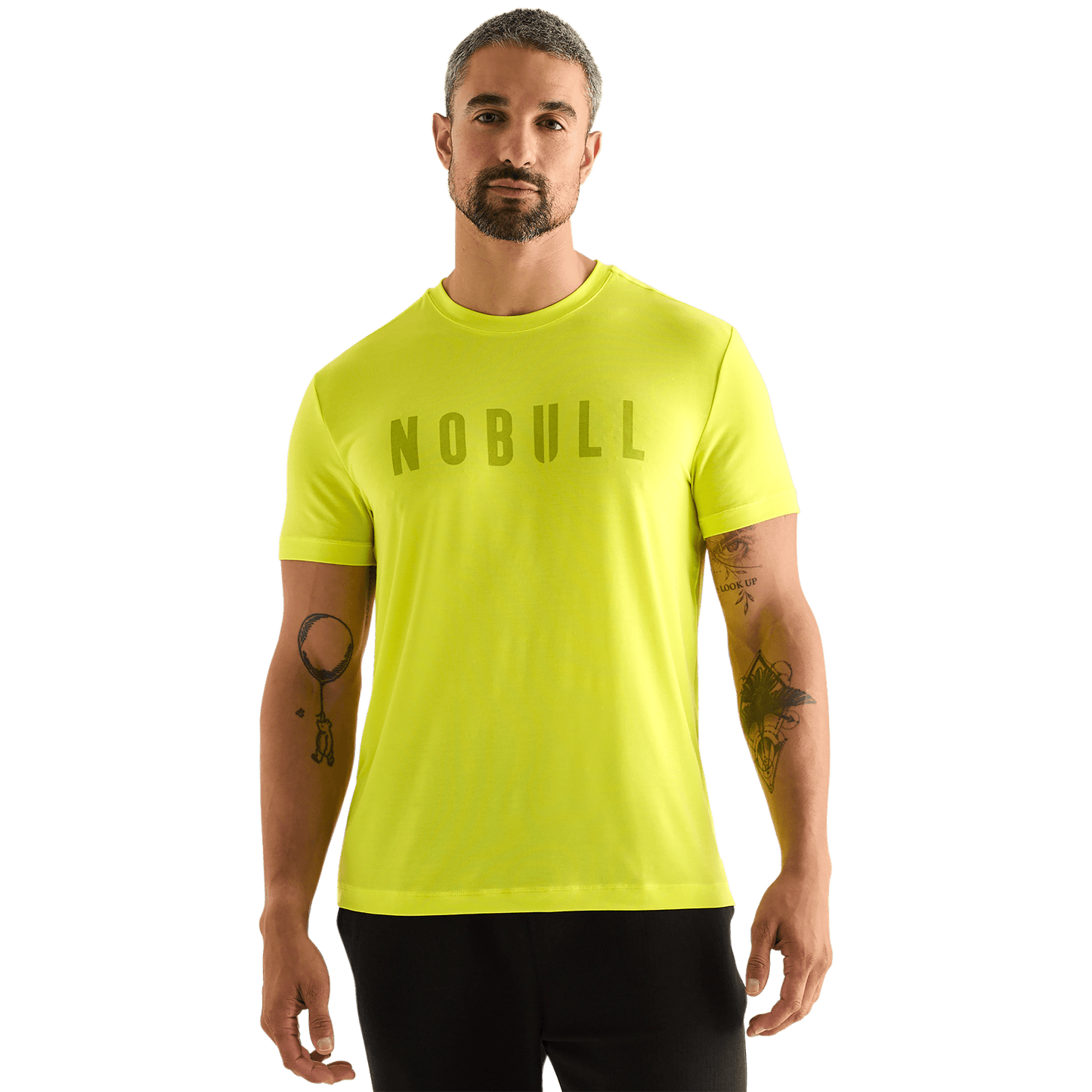 Neon Yellow Men's NOBULL Tee Front Angle.