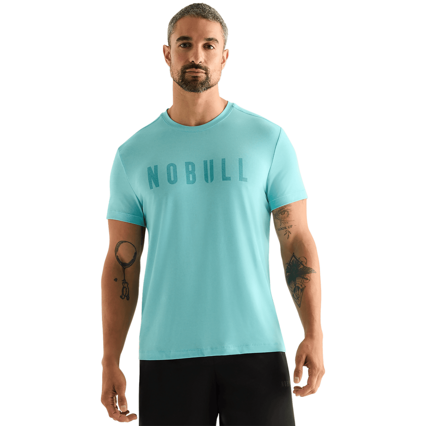 Aqua Heather Men's NOBULL Tee Front Angle.