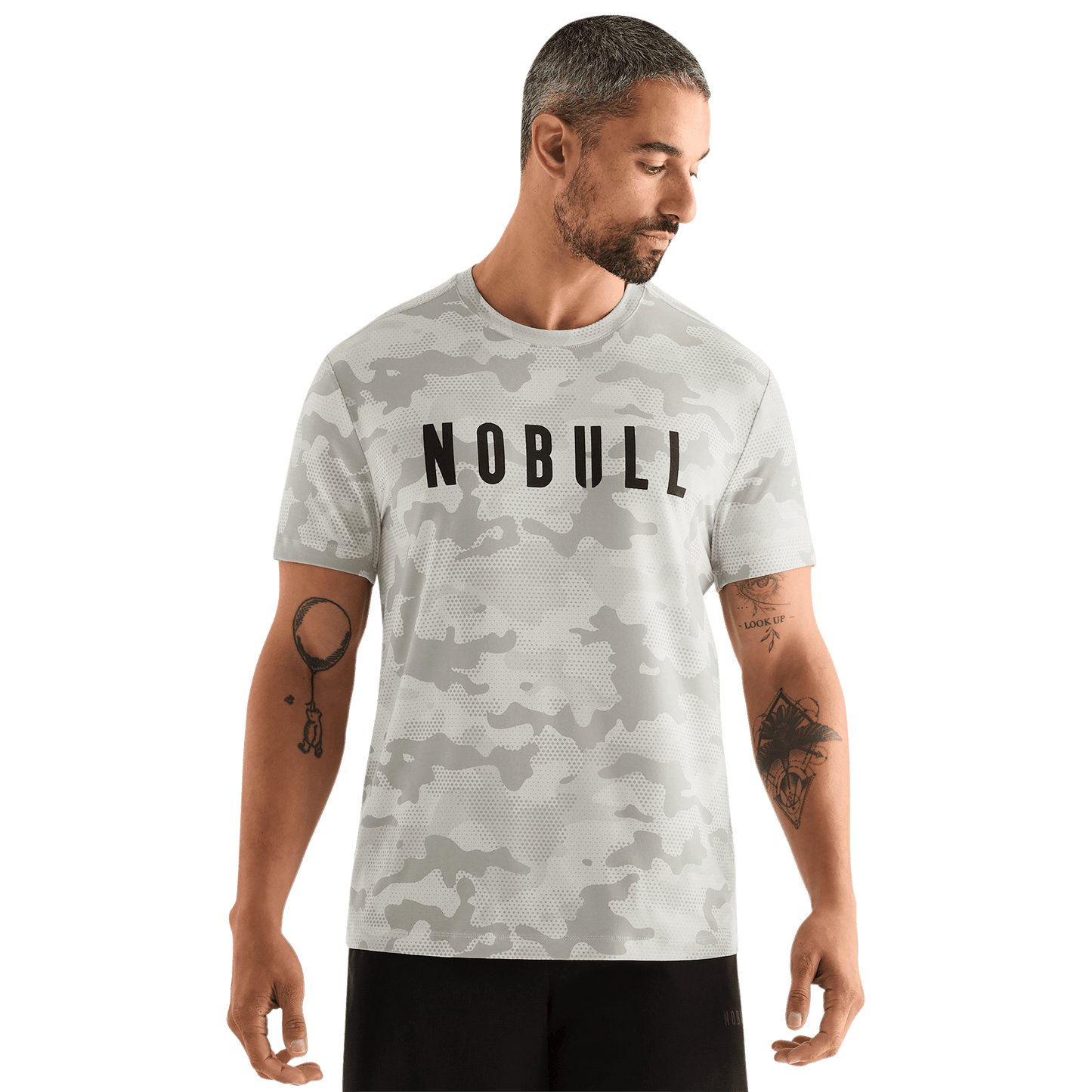 Light Grey Camo Men's Tee Front Angle.