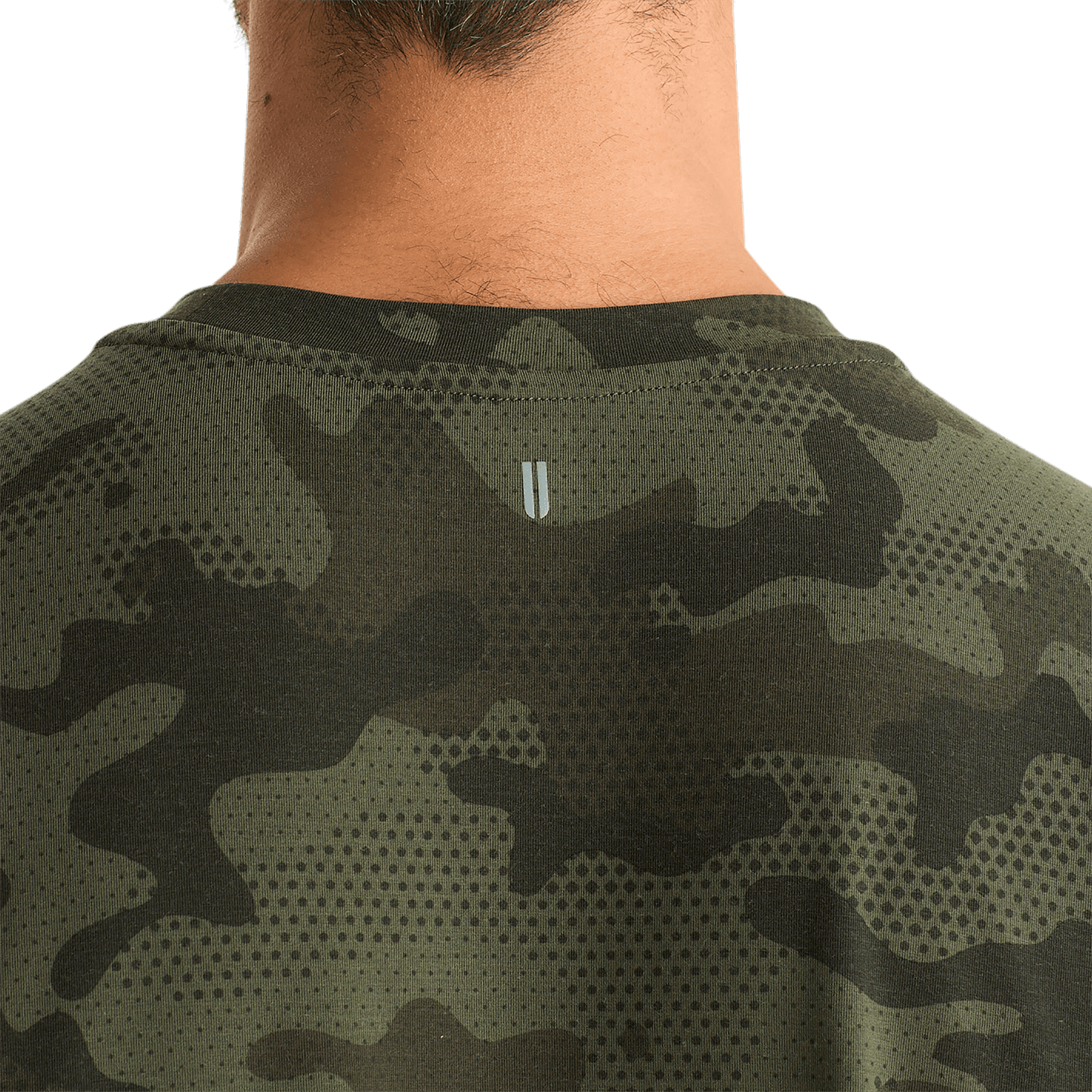 Dark Army Camo Men's Tee Back Detail Angle.