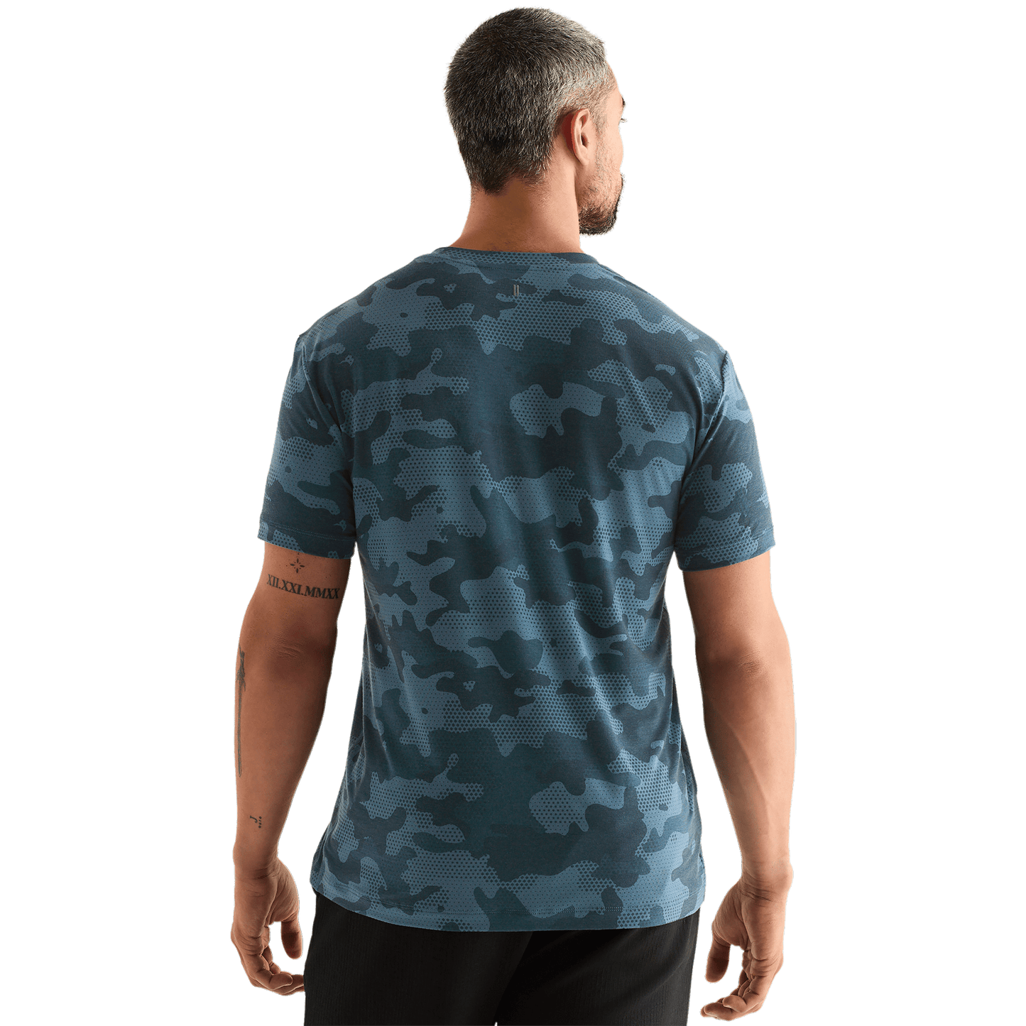 Coastal Blue Camo NOBULL Men's Tee Back Angle.