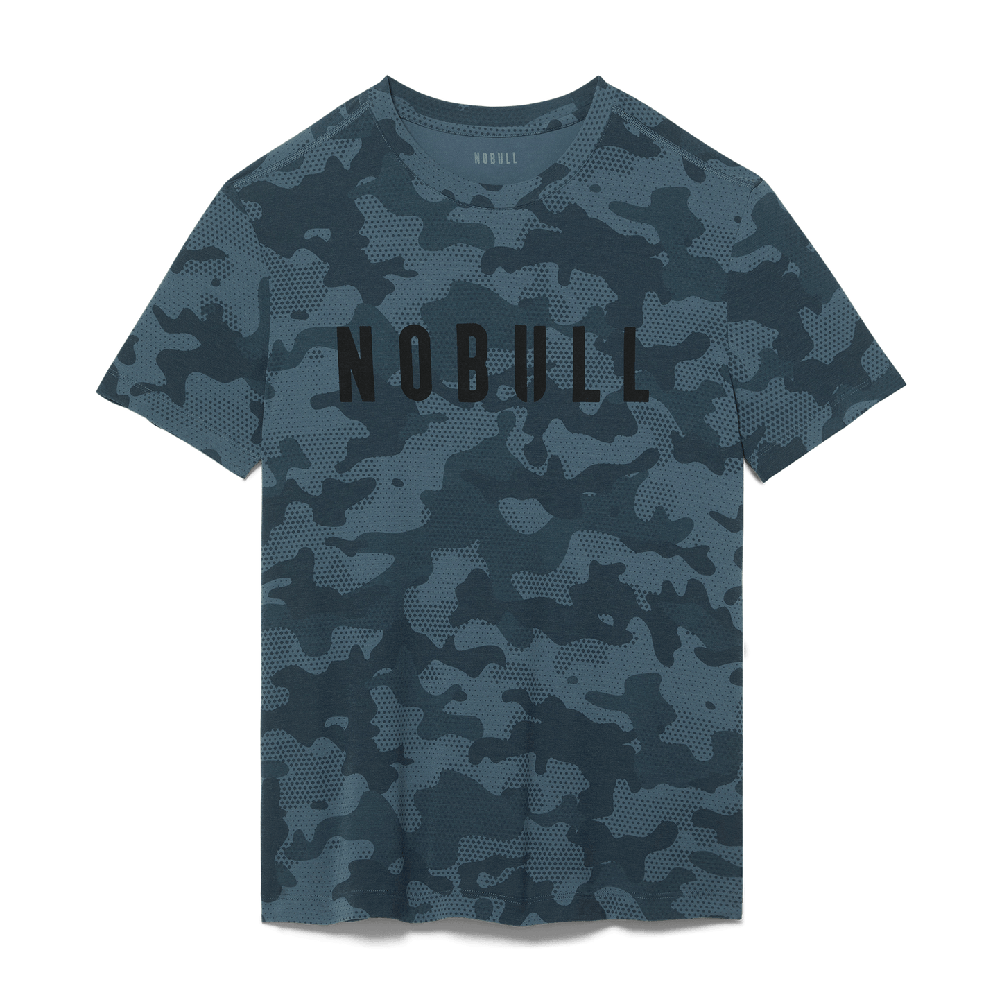 Coastal Blue Camo NOBULL Men's Tee Front Silhouette Angle.