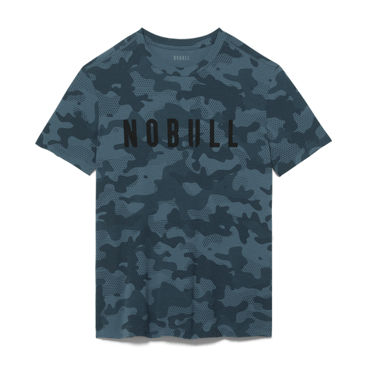 
                        Coastal Blue Camo NOBULL Men's Tee Front Silhouette Angle.
                      