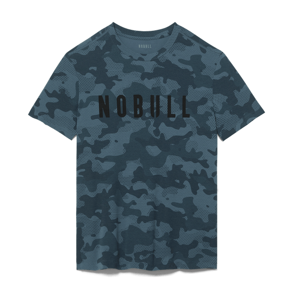 Coastal Blue Camo NOBULL Men's Tee Front Silhouette Angle.
