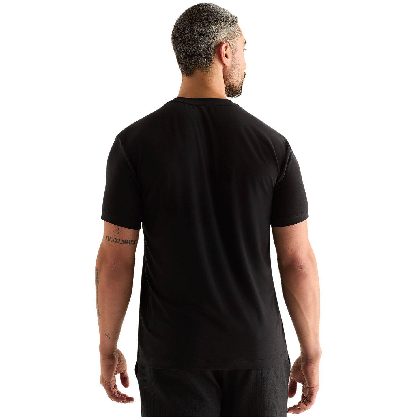 Men's Black Be U Tee Back Angle.