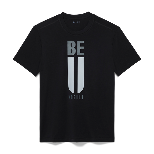 Men's Black Be U Tee Silhouette Angle.