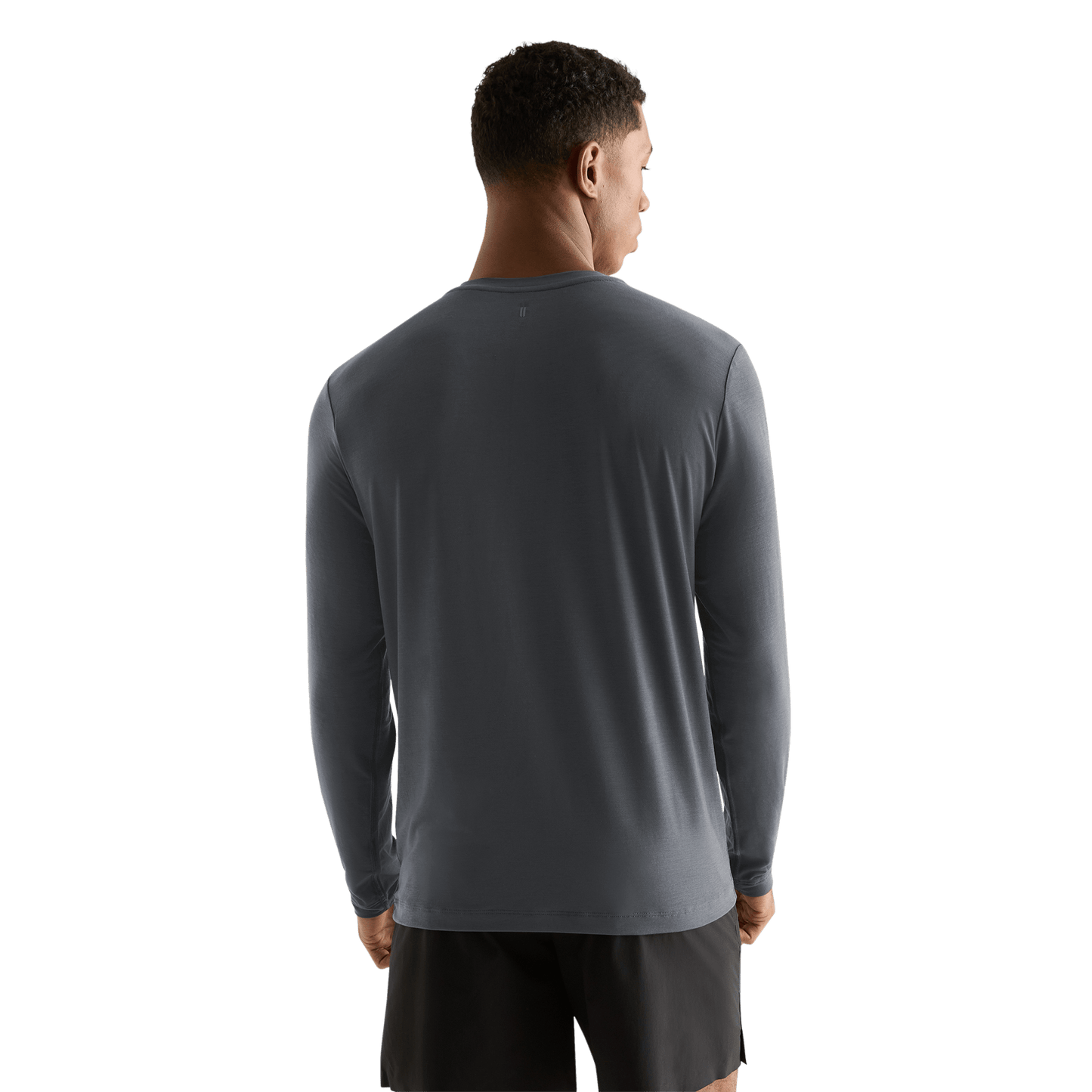 Charcoal Heather Men's NOBULL Long Sleeve Tee Back Angle.