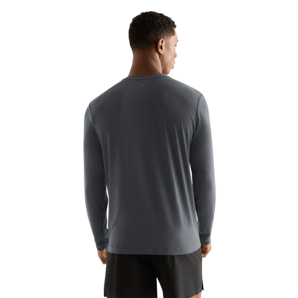 Charcoal Heather Men's NOBULL Long Sleeve Tee Back Angle.