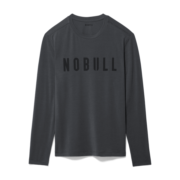 Charcoal Heather Men's NOBULL Long Sleeve Tee Silhouette Angle.