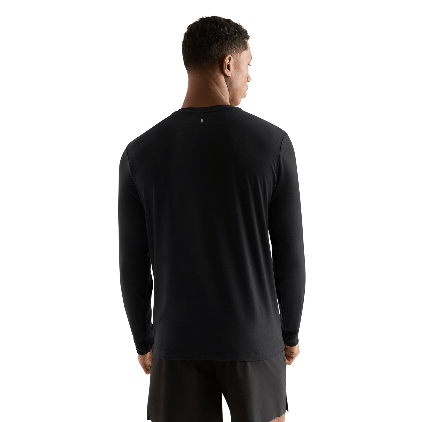 Black Men's NOBULL Long Sleeve Tee Back Angle.
